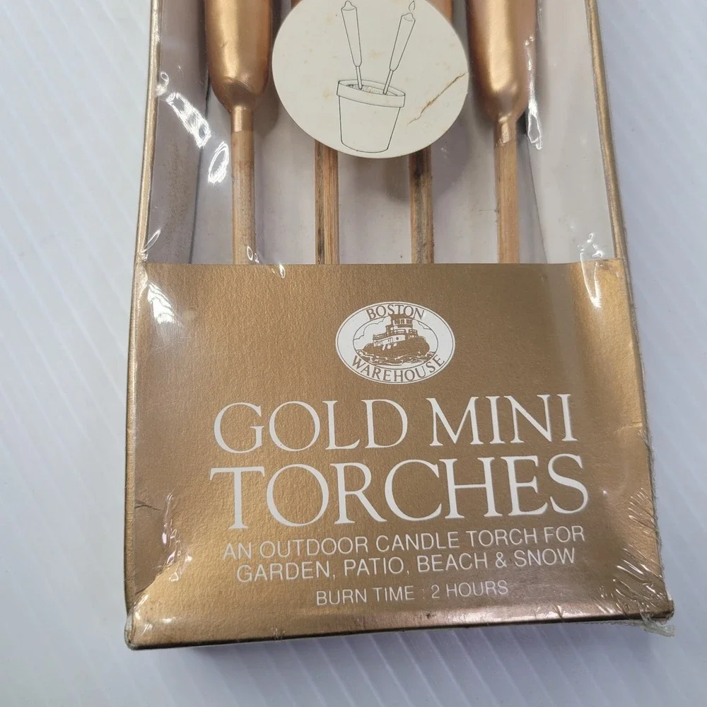 Boston Warehouse Gold Mini Patio Torch Candles Outdoor Torches 2 Sealed Packages
